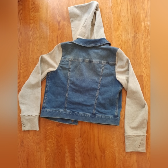 SO Girls Denim/Hoodie Jacket. Blue/Gray. Size XL (14/16) - Picture 3 of 7
